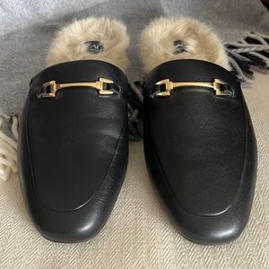 ZAC by Zac Posen Genuine Leather Flat Mules with Faux Fur